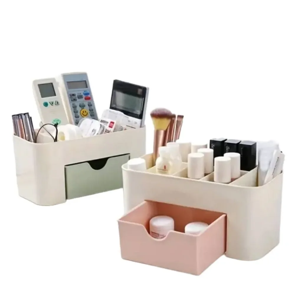 Makeup Organizer Cosmetic Storage Box Beige Pink Desk Vanity Organizer Drawer